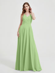 V-neck Bridesmaid Dress with Cross Back Sage