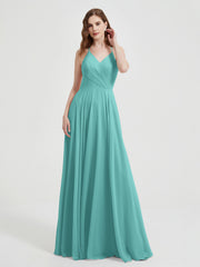 V-neck Bridesmaid Dress with Cross Back Spa