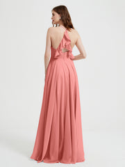 V-neck Bridesmaid Dress with Cross Back Sunset