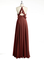 V-neck Bridesmaid Dress with Cross Back Terracotta