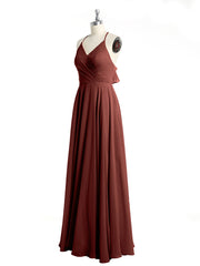 V-neck Bridesmaid Dress with Cross Back Terracotta