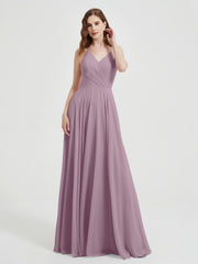 V-neck Bridesmaid Dress with Cross Back Vintage Mauve