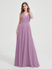 V-neck Bridesmaid Dress with Cross Back Wisteria