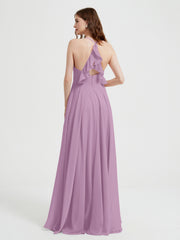 V-neck Bridesmaid Dress with Cross Back Wisteria