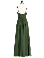 Spaghetti Strap Chiffon Dresses with Bow Olive Green