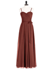 Spaghetti Strap Chiffon Dresses with Bow Terracotta