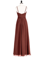 Spaghetti Strap Chiffon Dresses with Bow Terracotta