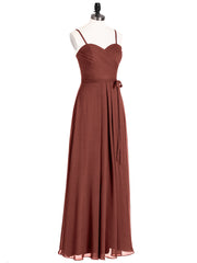 Spaghetti Strap Chiffon Dresses with Bow Terracotta