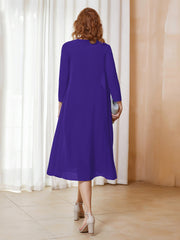 A-Line Long Sleeves Chiffon Dress With Jacket Regency Plue Size