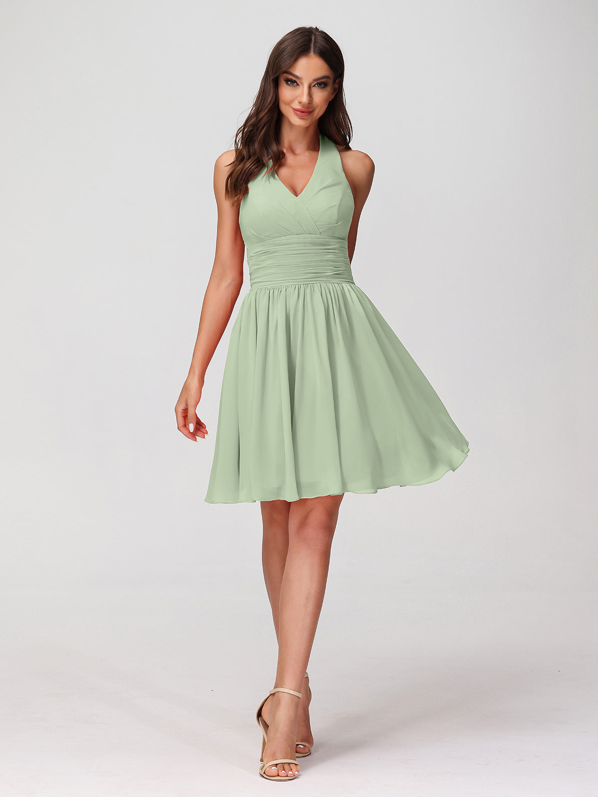 sage green bridesmaid dresses short BABARONI Chiffon Dusty A-line Halter Sleeveless Short/Mini – BABARONI UK Color:Agate Formal Kohls Dresses Blue 6e-eeeeee its a statement of