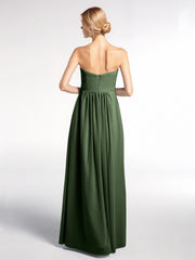 Chiffon Empire Waist Maxi Dress with Pockets Olive Green