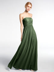 Chiffon Empire Waist Maxi Dress with Pockets Olive Green