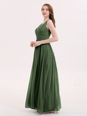 Lace and Chiffon v-NECK Dress with Slit Olive Green