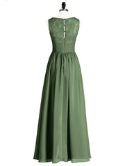 Lace and Chiffon v-NECK Dress with Slit Olive Green