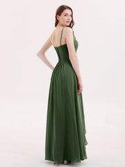 Spaghetti Strap Chiffon Dresses Olive Green