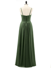 Spaghetti Strap Chiffon Dresses Olive Green