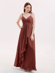 Spaghetti Strap Chiffon Dresses Terracotta