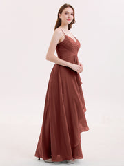 Spaghetti Strap Chiffon Dresses Terracotta