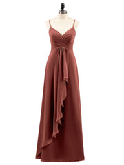 Spaghetti Strap Chiffon Dresses Terracotta