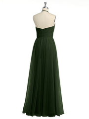 Halter Full Length Tulle Bridesmaid Dress Olive Green