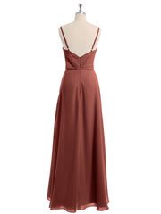 Spaghetti Strap Chiffon Gown with Asymmetrical Hems Terracotta