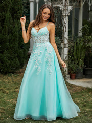 Sweetheart Appliqued Beaded Sweep Train Dress Mint Green