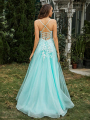 Sweetheart Appliqued Beaded Sweep Train Dress Mint Green Plus Size