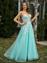 Sweetheart Appliqued Beaded Sweep Train Dress Mint Green Plus Size