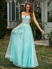 Sweetheart Appliqued Beaded Sweep Train Dress Mint Green Plus Size