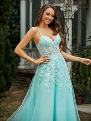 Sweetheart Appliqued Beaded Sweep Train Dress Mint Green Plus Size