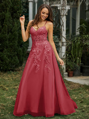 Sweetheart Appliqued Beaded Sweep Train Dress Burgundy Plus Size