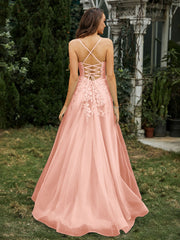 Sweetheart Appliqued Beaded Sweep Train Dress Coral