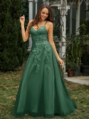 Sweetheart Appliqued Beaded Sweep Train Dress Dark Green Plus Size