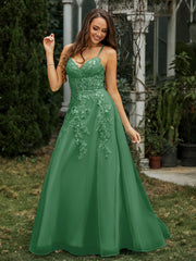 Sweetheart Appliqued Beaded Sweep Train Dress Emerald Plus Size