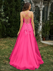 Sweetheart Appliqued Beaded Sweep Train Dress Fuchsia Plus Size