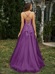 Sweetheart Appliqued Beaded Sweep Train Dress Grape