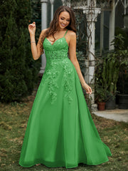Sweetheart Appliqued Beaded Sweep Train Dress Green Plus Size