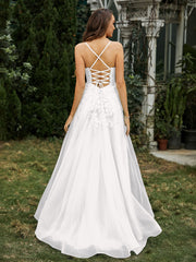 Sweetheart Appliqued Beaded Sweep Train Dress Ivory