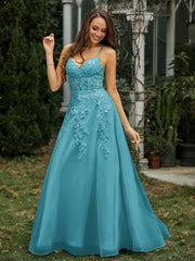 Sweetheart Appliqued Beaded Sweep Train Dress Jade