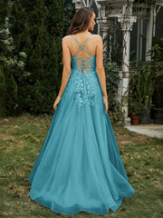 Sweetheart Appliqued Beaded Sweep Train Dress Jade