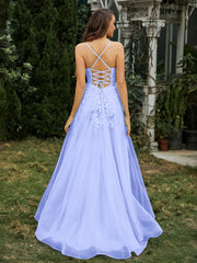 Sweetheart Appliqued Beaded Sweep Train Dress Lavender Plus Size