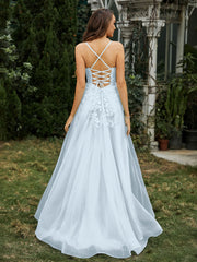 Sweetheart Appliqued Beaded Sweep Train Dress Mist Plus Size