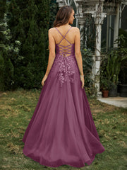 Sweetheart Appliqued Beaded Sweep Train Dress Mulberry