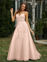 Sweetheart Appliqued Beaded Sweep Train Dress Pearl Pink