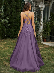 Sweetheart Appliqued Beaded Sweep Train Dress Plum