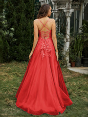 Sweetheart Appliqued Beaded Sweep Train Dress Red Plus Size
