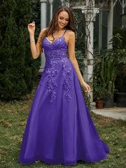 Sweetheart Appliqued Beaded Sweep Train Dress Regency