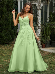 Sweetheart Appliqued Beaded Sweep Train Dress Sage Plus Size