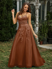 Sweetheart Appliqued Beaded Sweep Train Dress Terracotta Plus Size