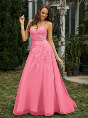 Sweetheart Appliqued Beaded Sweep Train Dress Watermelon Plus Size